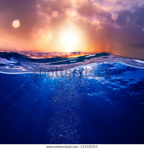 Design Template Underwater Part Sunset Skylight Stock Photo (Edit Now ...