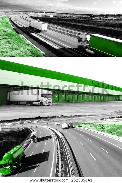  Design trucks and transport.\
Highway and\
delivering.Warehouse