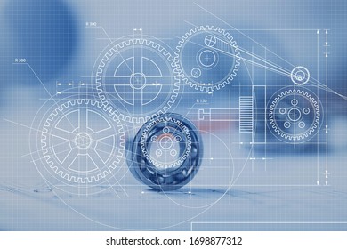 Design Vector With Illustration Gears Blueprint