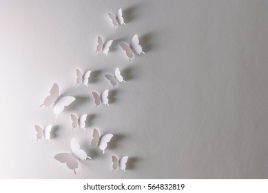 Design for wall, white butterflies, abstract, creative