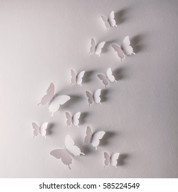 Design for wall, white butterflies, abstract, creative