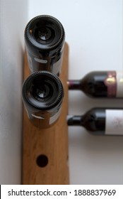 A designed wine stand made of eucalyptus wood