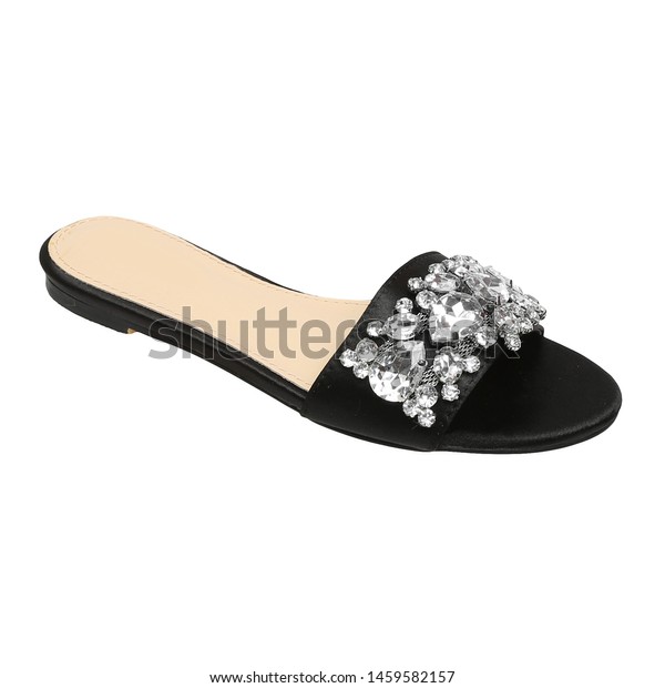 designer black flat sandals