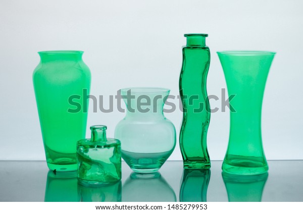 Designer Colored Glass Vases On White Stock Photo Edit Now