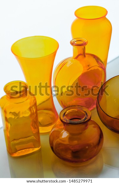 Designer Colored Glass Vases On White Stock Photo Edit Now