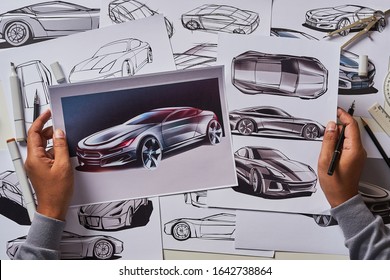 Designer Engineer Automotive Design drawing Sketch Development Prototype Concept Car Industrial Creative.                               