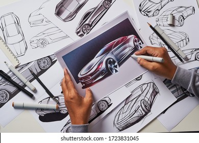 Designer Engineer Automotive Design drawing Sketch Development Prototype Concept Car Industrial Creative.                               