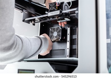 Designer Working With 3D Printer