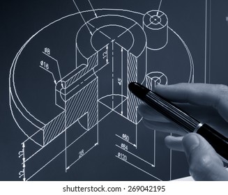 designer working on a cad blueprint