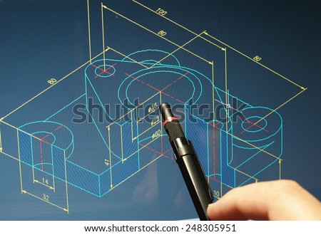 designer working on a cad blueprint      