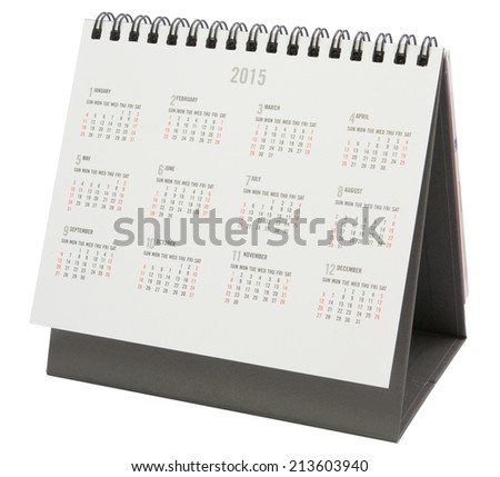 Desk Calendar 2015, isolated on white,  file includes a excellent clipping path