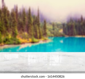 Desk of free space and amazing beauty of nature background. Mock up for display or montage of product,Banner for advertise on online media,nature business presentation - Shutterstock ID 1614450826