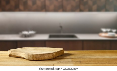 Desk of free space and kitchen interor.  - Shutterstock ID 2202320839