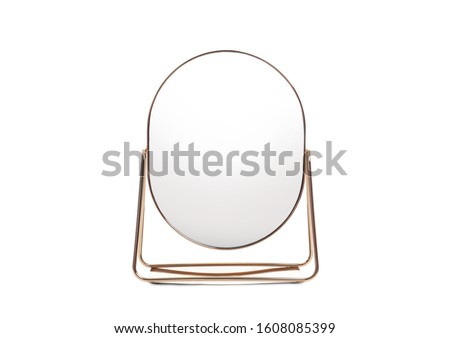 Desk mirror with stand isolated on white