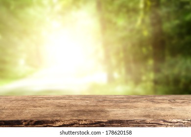 desk and sunset and forest 