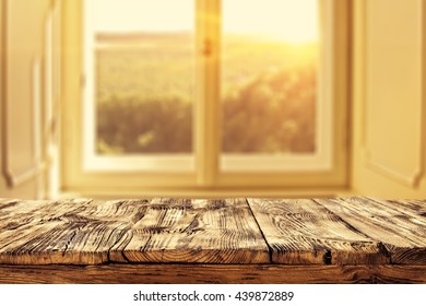 desk and window 