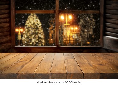 Desk And Window Of Winter Time 