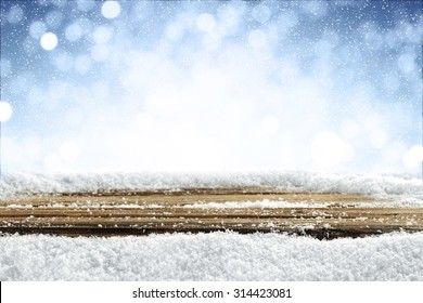 Desk Of Wood And Snow 