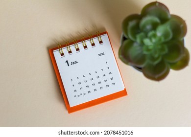 Desktop calendar for January 2022.Calendar for the new year