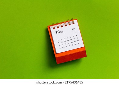 Desktop Calendar For October 2022 On A Green Background