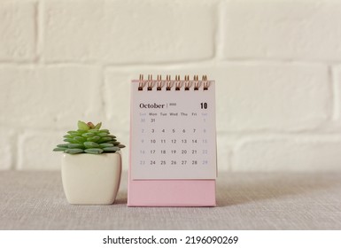 Desktop Calendar For October 2022 On A Light Background