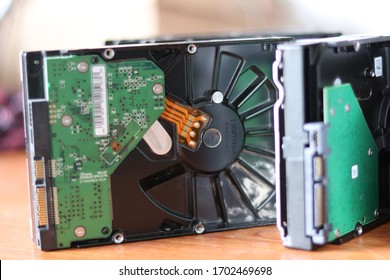Desktop Computer hard disk, group of old hard disks