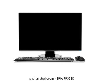 Desktop Computer Or Computer Monitor Isolated On White Background.