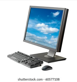 Desktop Computer (monitor, Keyboard, Mouse) Isolated