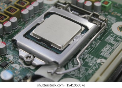desktop computer processor, cpu socket close-up