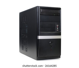 Desktop Computer Tower In Isolated White Background