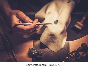 Desktop for craft jewellery making with professional tools. - Shutterstock ID 360510704
