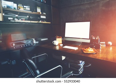 desktop in modern loft interior with advanced computer for perfect creative freelance work and stationary - Interior Design Freelance Work desktop in modern loft interior with advanced computer for perfect creative freelance work and stationary - Interior Design Freelance Work
