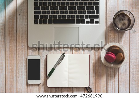 Image, Stock Photo Desktop office mix on a wooden table