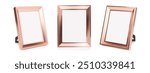 Desktop photo frame gold, picture frame on white background,