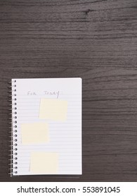 Desktop, Spiral Notebook, Blank Sticky Notes at Side