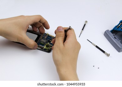 Desktop With Tools. Tester, Multimeter, Screwdrivers, Soldering Iron.