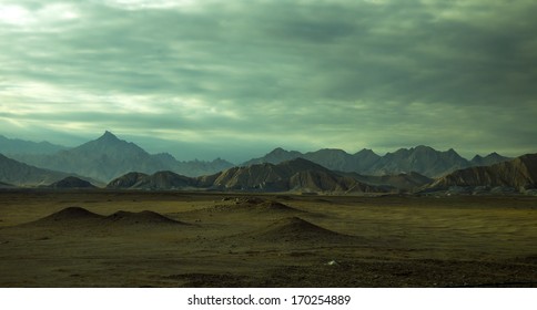 Desolate Mountains In Tibet