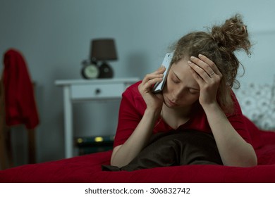 Despair Woman Talking On The Phone With Friend