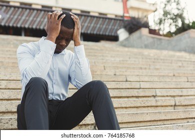 Desperate Black Businessman Hands On Head Stock Photo 764185768 ...