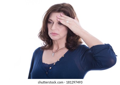 Desperate older isolated woman or headache. - Powered by Shutterstock