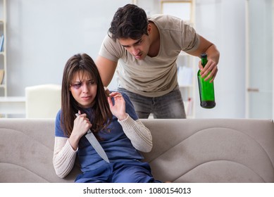 Desperate Wife Attempting Kill Husband Stock Photo 1094497025 ...