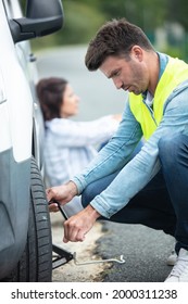 Desperate Woman Praying Desperately Because Of Car Problems