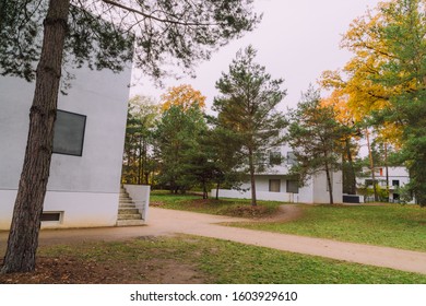 DESSAU, GERMANY - 11 13 2019: Bauhaus masters houses designed in for Walter Gropius, Laszlo Moholy Nagy, Lyonel Feininger, Georg Muche, Oskar Schlemmer, Wassily Kandinsky and Paul Klee