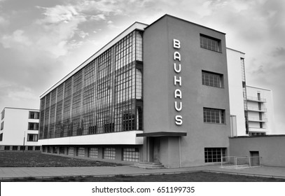 DESSAU, GERMANY - 20 MAY 2017: Bauhaus complex  modern architecture and university in. This iconical piece of architecture was designed in 1925 by Walter Gropius and it's part of  UNESCO