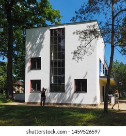 DESSAU, GERMANY - CIRCA JUNE 2019: Bauhaus masters houses designed in 1925 for Walter Gropius, Laszlo Moholy Nagy, Lyonel Feininger, Georg Muche, Oskar Schlemmer, Wassily Kandinsky and Paul Klee