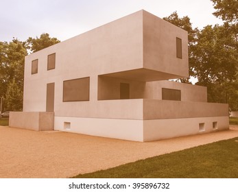DESSAU, GERMANY - JUNE 13, 2014: Bauhaus masters houses designed in 1925 for Walter Gropius, Laszlo Moholy Nagy, Lyonel Feininger, Georg Muche, Oskar Schlemmer, Wassily Kandinsky and Paul Klee vintage