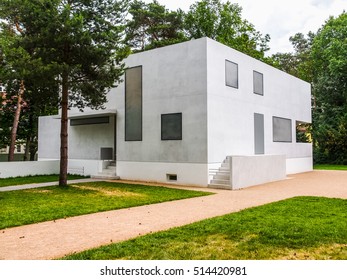 DESSAU, GERMANY - JUNE 13, 2014: Bauhaus masters houses designed in 1925 for Walter Gropius, Laszlo Moholy Nagy, Lyonel Feininger, Georg Muche, Oskar Schlemmer, Wassily Kandinsky and Paul Klee (HDR)