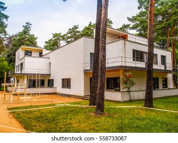 DESSAU, GERMANY - JUNE 13, 2014: Bauhaus masters houses designed in 1925 for Walter Gropius, Laszlo Moholy Nagy, Lyonel Feininger, Georg Muche, Oskar Schlemmer, Wassily Kandinsky and Paul Klee (HDR)