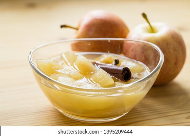 dessert - apple compote on wooden board