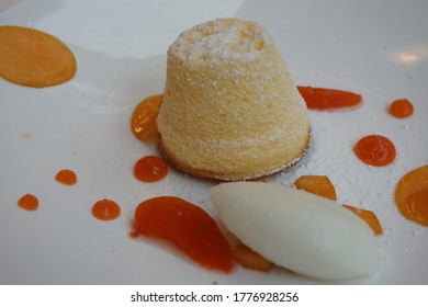 Dessert - Soufflé Of Curd With Apricots And Mint Sorbet